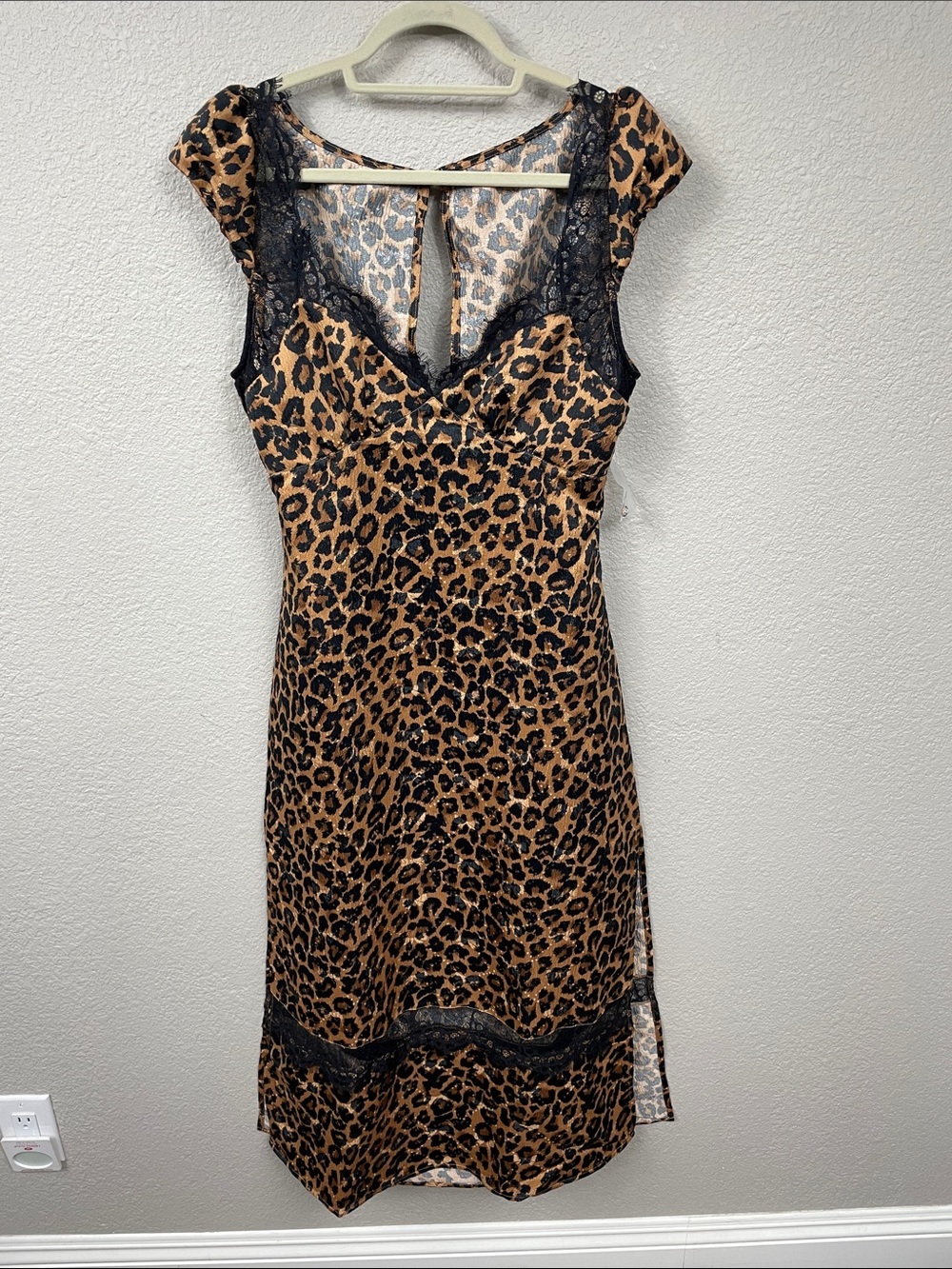 New Free People Foolish Heart Leopard Print Midi Dress Animal Lace Sz M - Picture 4 of 16